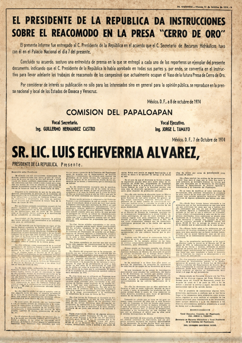 Posición del gobierno de Echeverría